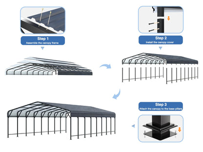 10x15~20x40FT Multi-Size Metal Carport