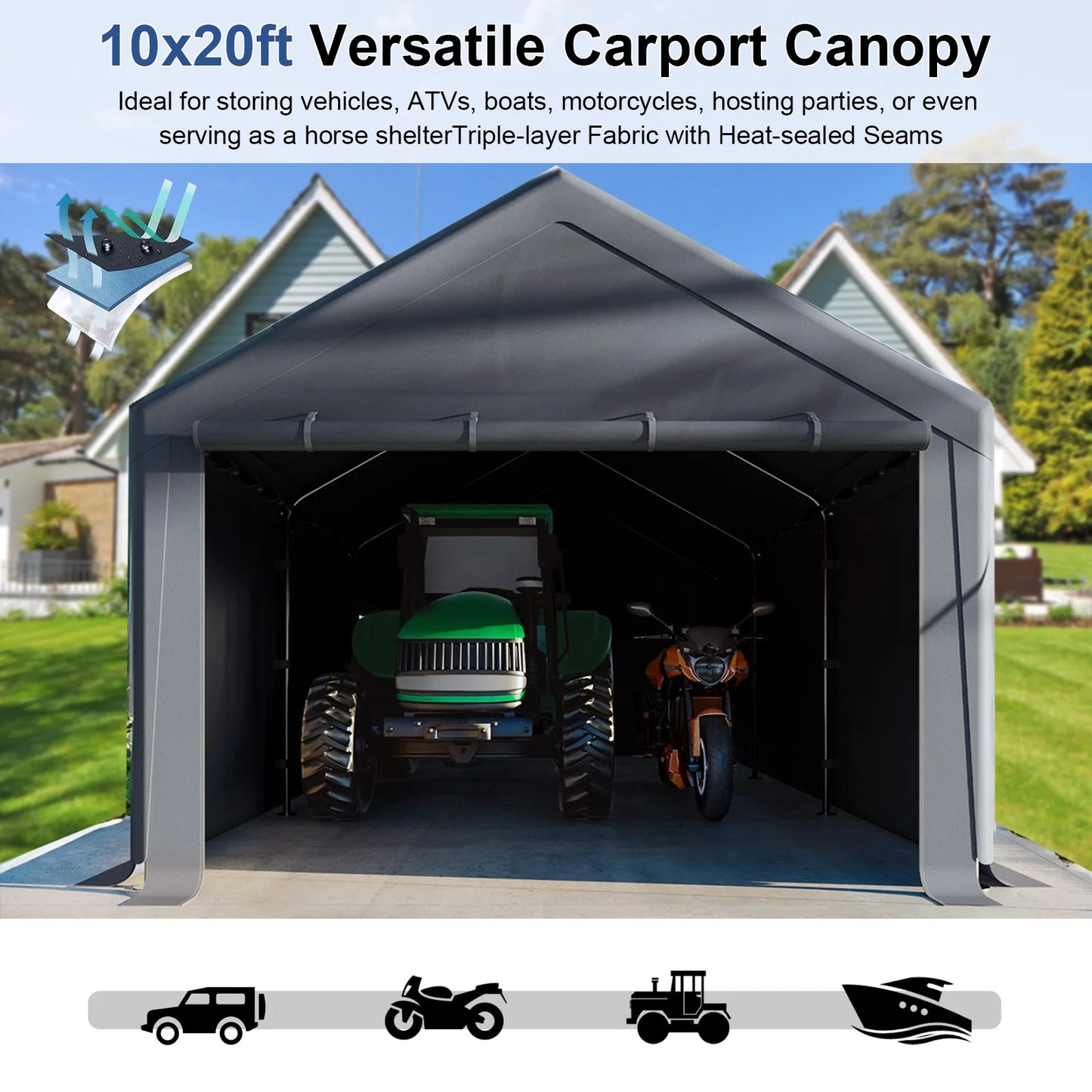Grezone 10 x 20 ft. Carport