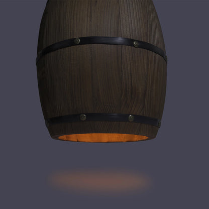 Retro Wood Wine Barrel Pendant Light