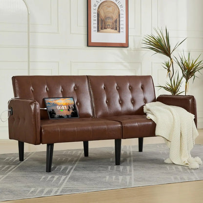 65" Futon Sofa Bed 2 USB