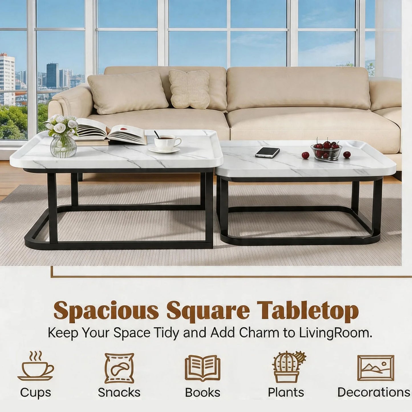Square Nesting Coffee Tables 2