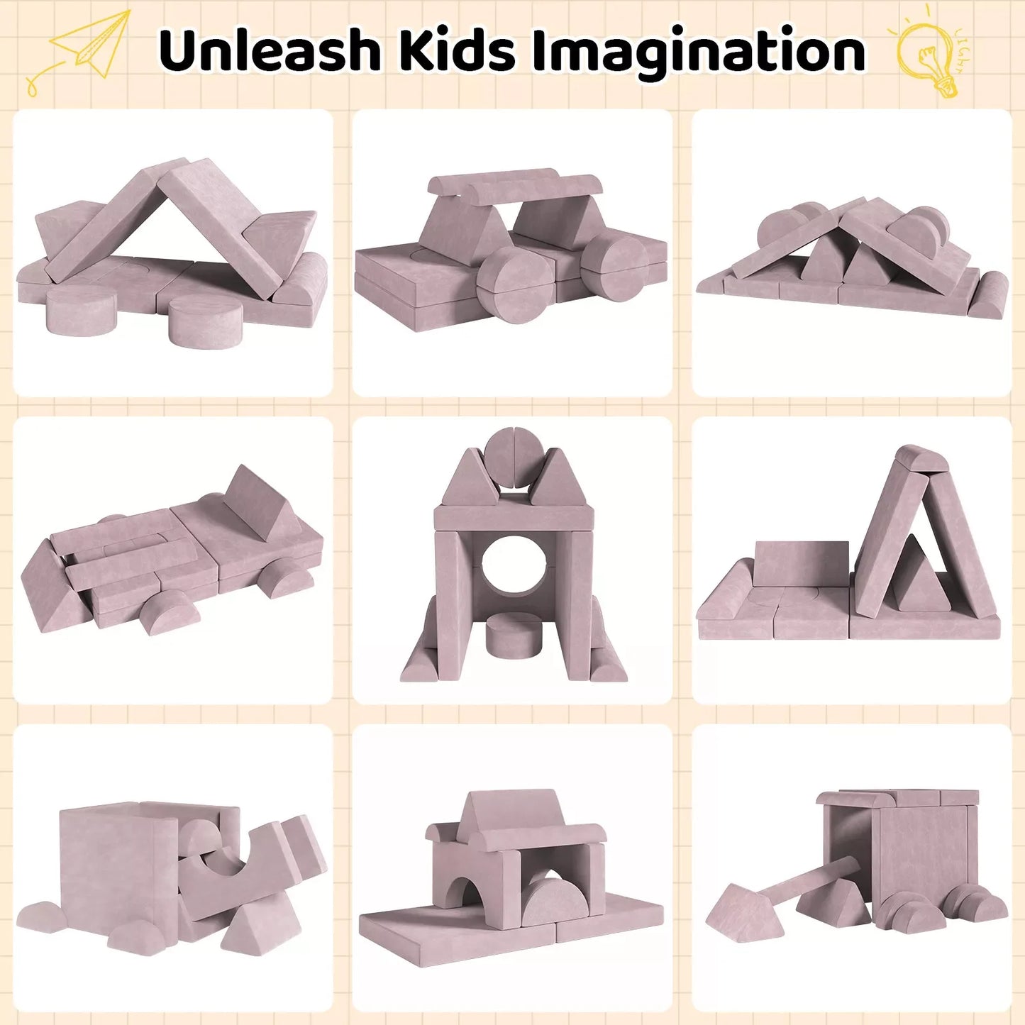 Modular Kids Play Couch,Child Sectional Sofa,Fortplay Bedroom and Playroom Furniture for Toddlers,Convertible Foam&Floor Cushion