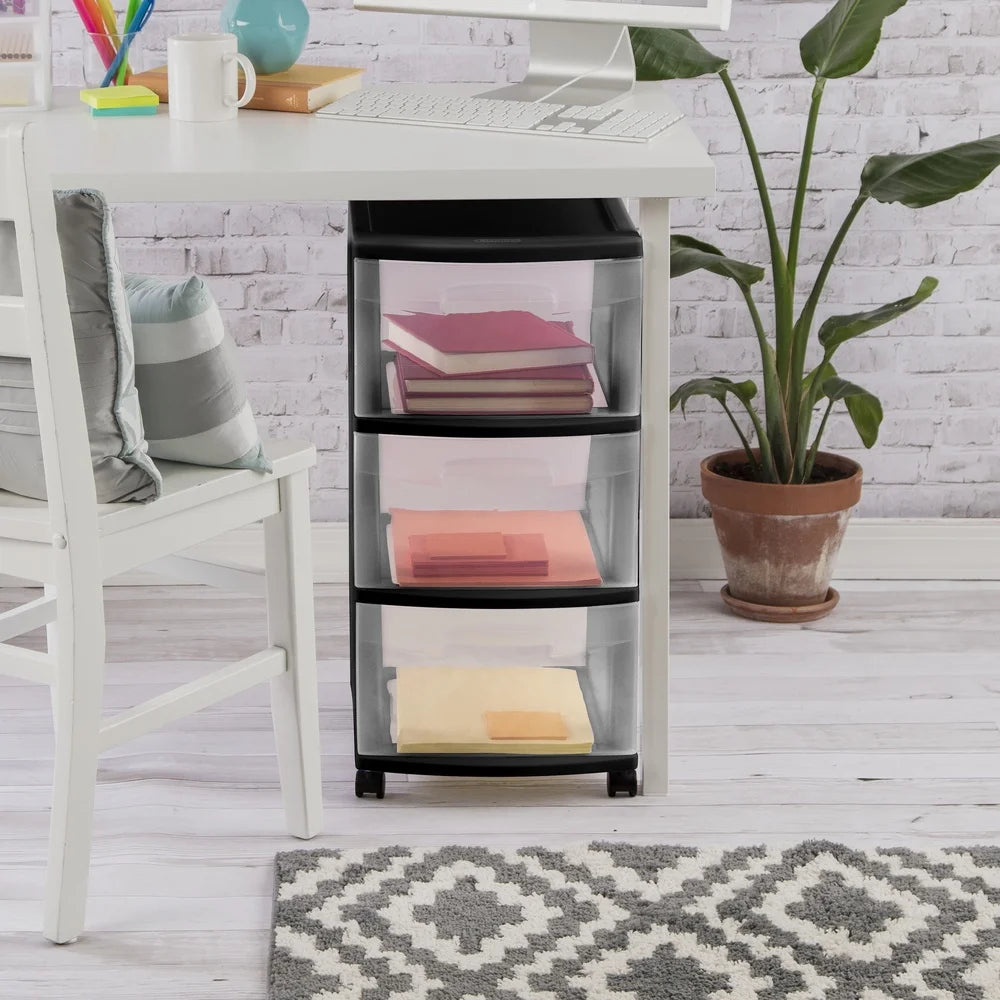 3 Drawer Plastic Storage Cart