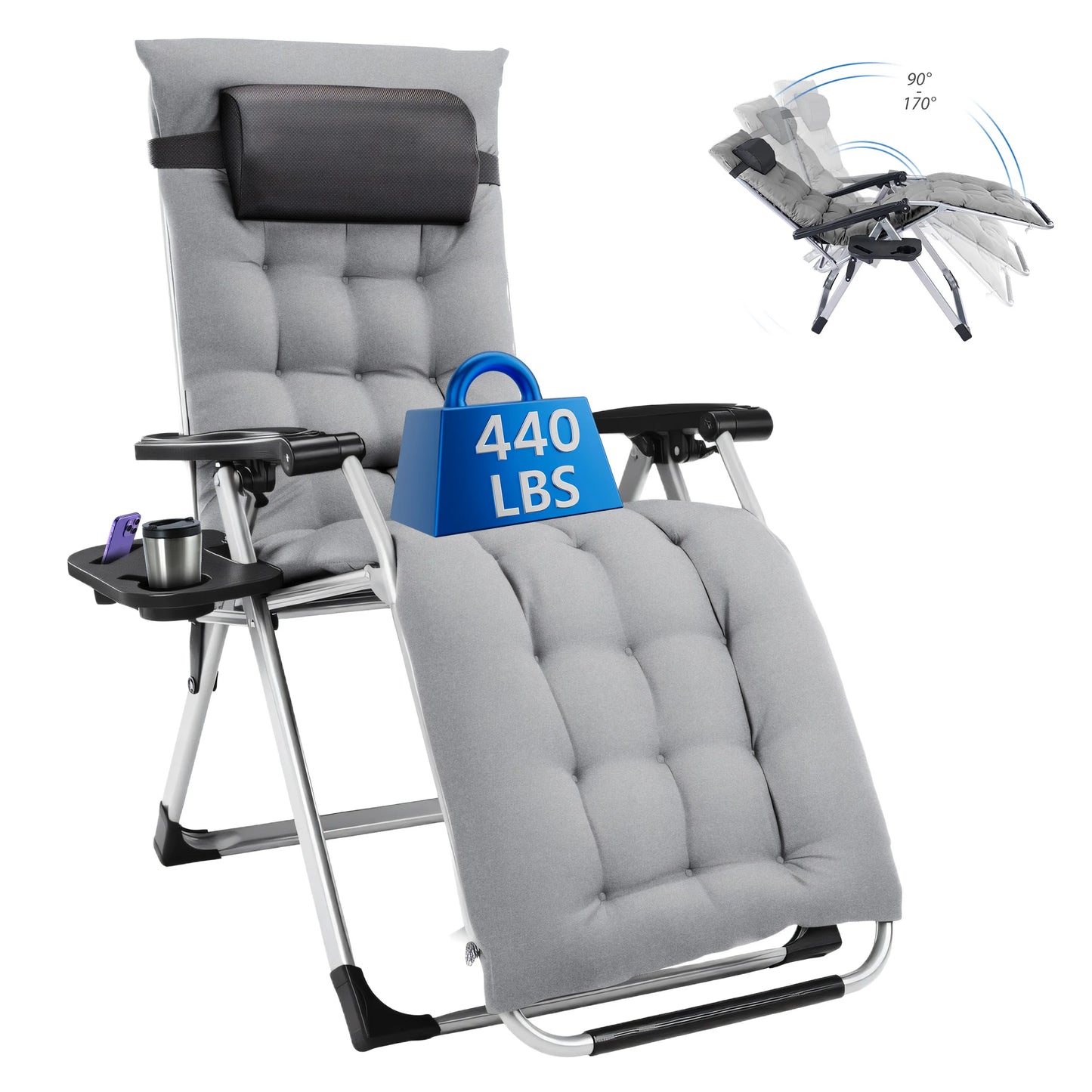 Zero Gravity Cushioned Lounge Chair
