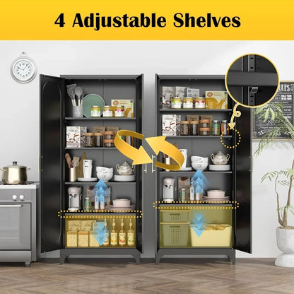 Black Metal Storage Cabinet 75 Inch Tall