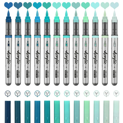 12 pcs Brush Tip Acrylic Paint Pens Set