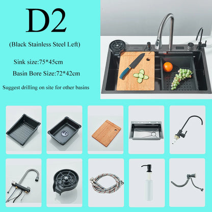 Stainless Steel Kitchen Waterfall Sink