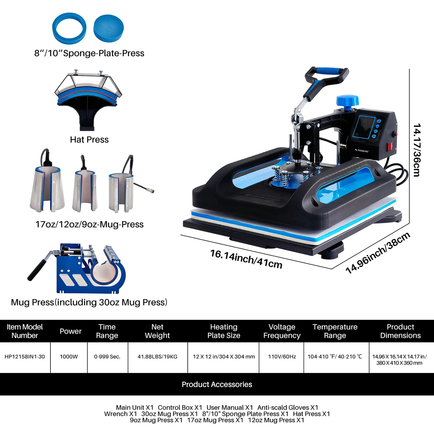 ROOMARK 8 in 1 Heat Press