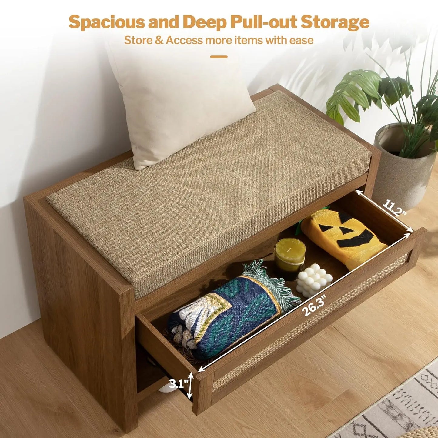 Entryway Bench with Storage Drawer