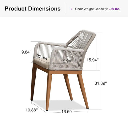 Metal Rattan Dining Chairs Set of 2