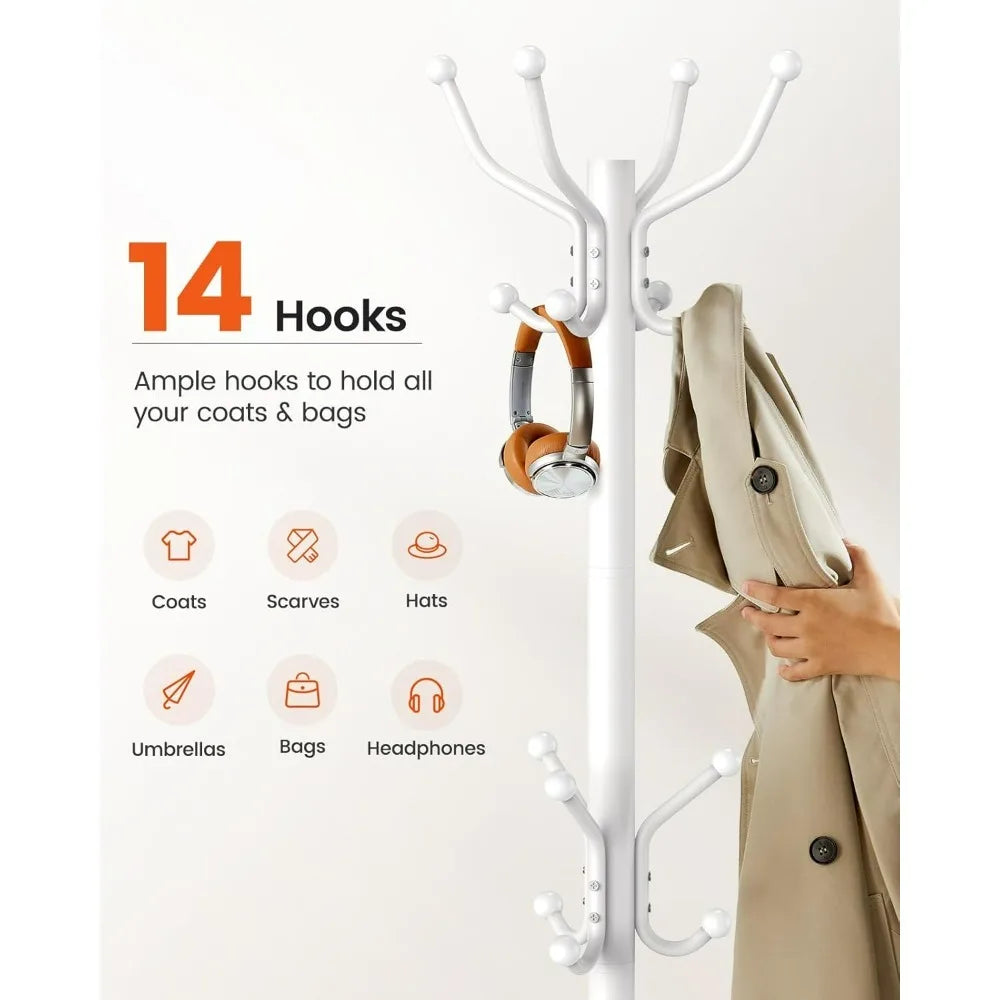 Freestanding Coat Rack With 14 Hooks