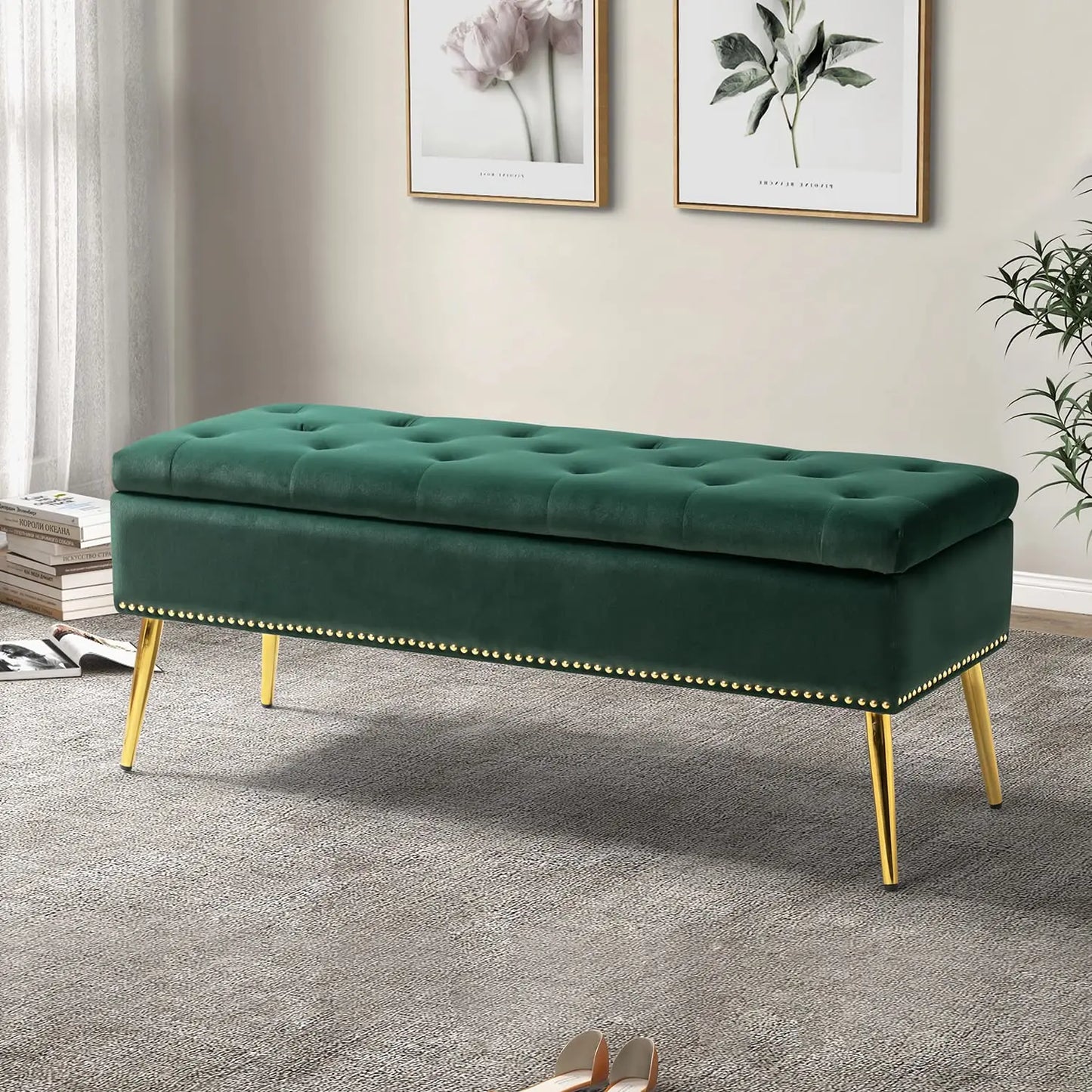 Modern Velvet Storage  Bench