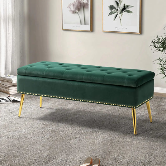 Modern Velvet Storage  Bench