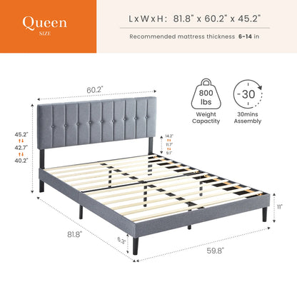Fabric Upholstered Bed Frame