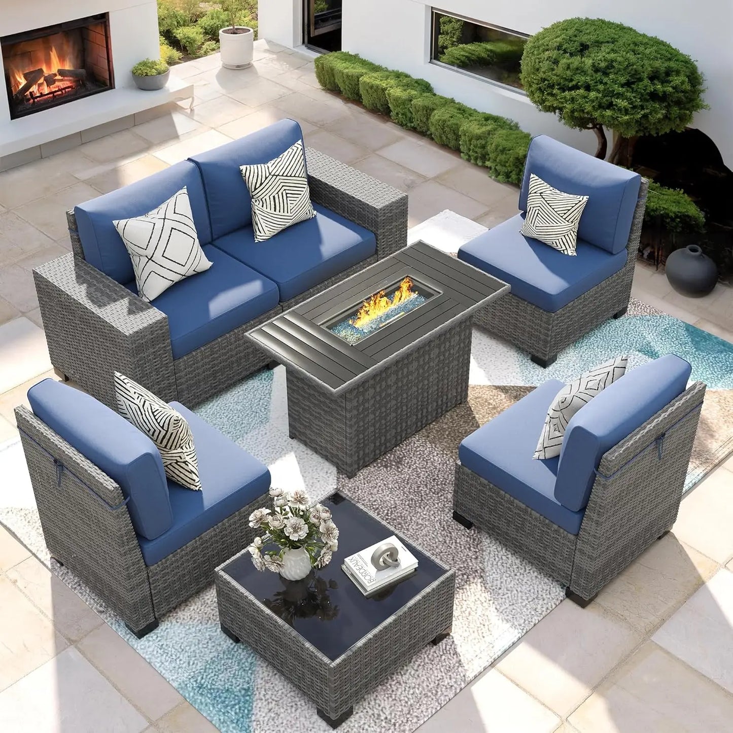 Furniture Set with Fire Pit Table