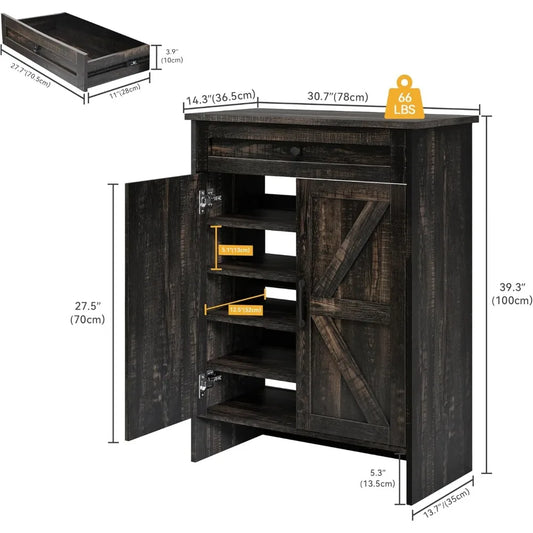 6-Tier Shoe Cabinet with Doors & Drawer