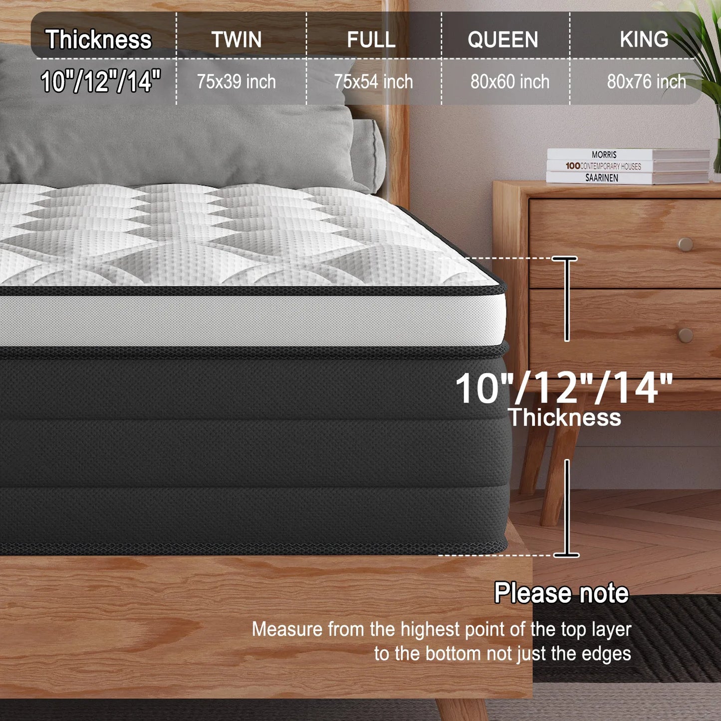 12 Inch Twin, King, Queen Mattress in A Box