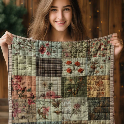 Vintage Checkered Floral Blanket