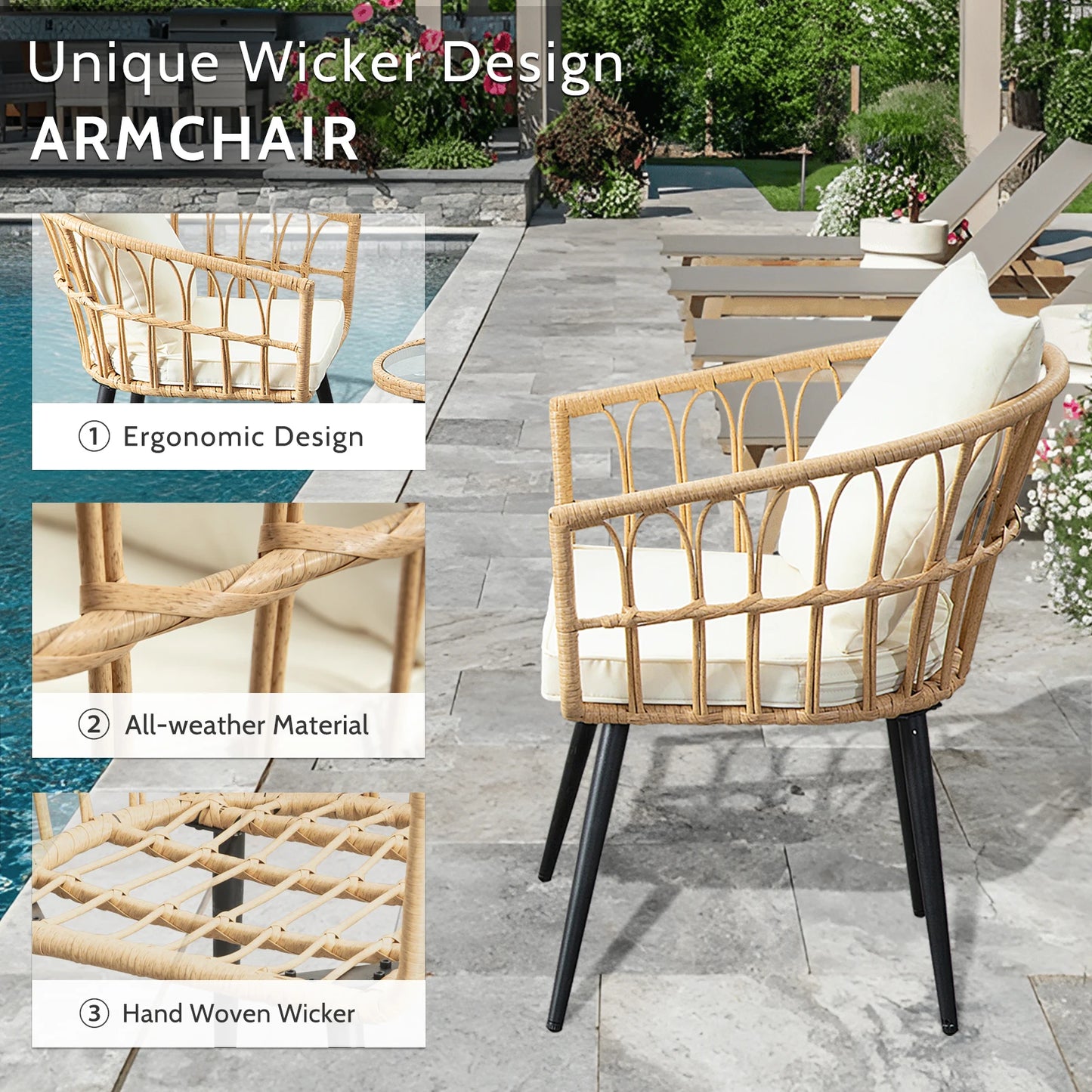 3 Piece Patio Porch Furniture