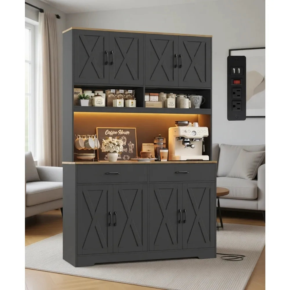 75" Kitchen Pantry Cabinet with Hutch