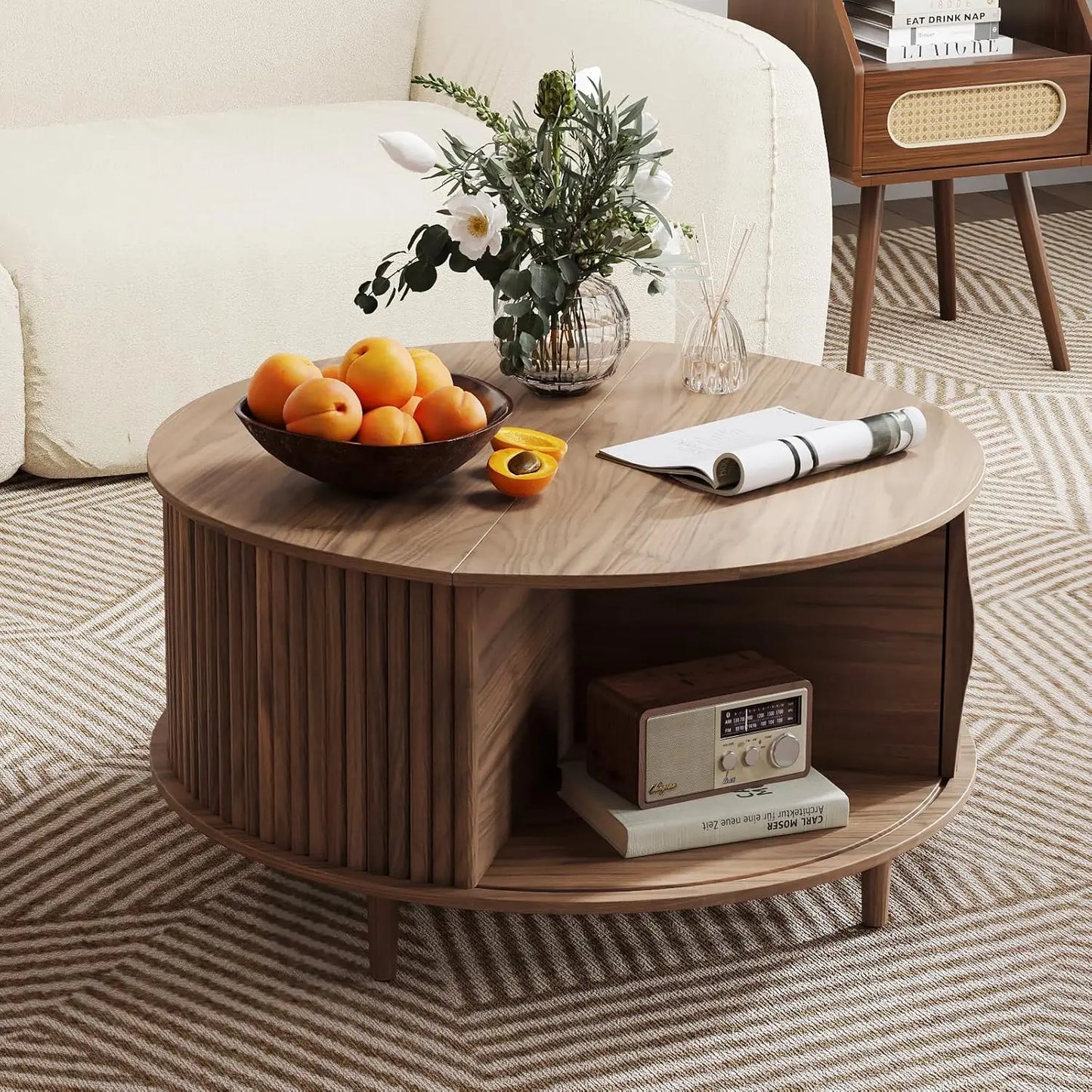 Round Coffee Table with Storage