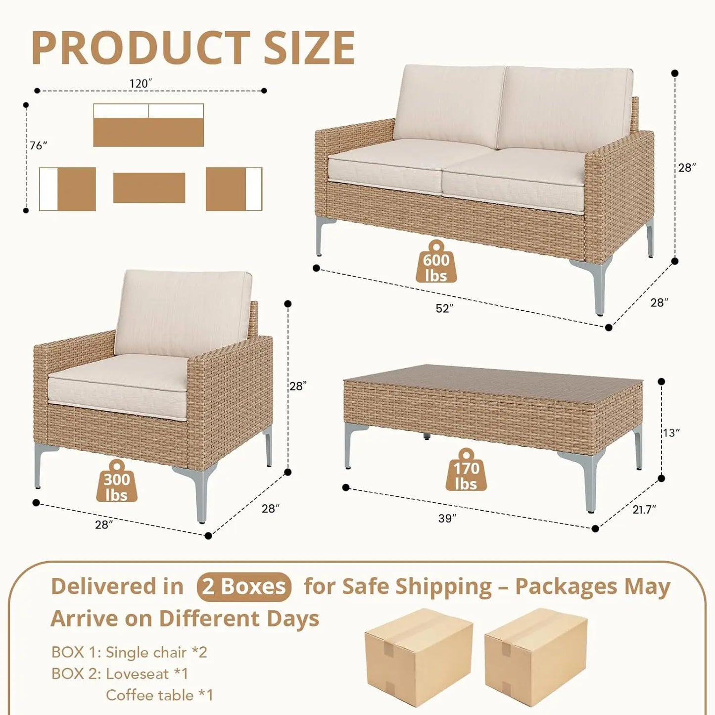 4pc All-Weather Wicker Set