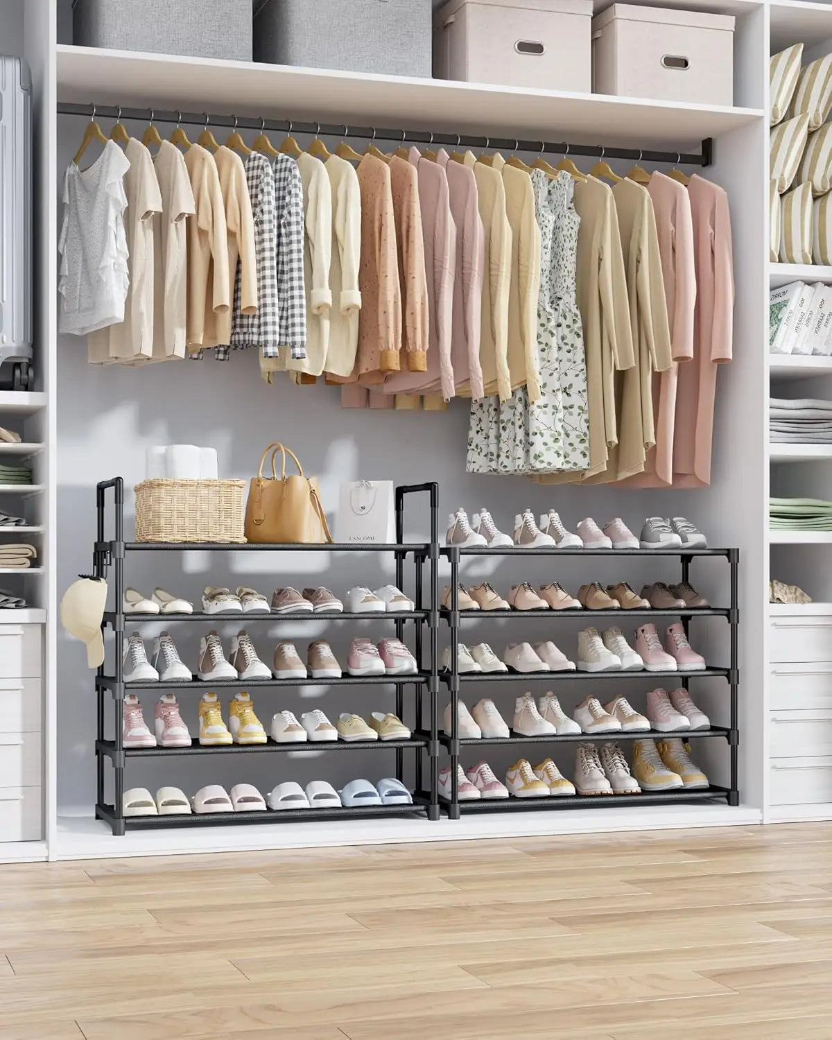 10-Tier Shoe Rack with Hooks