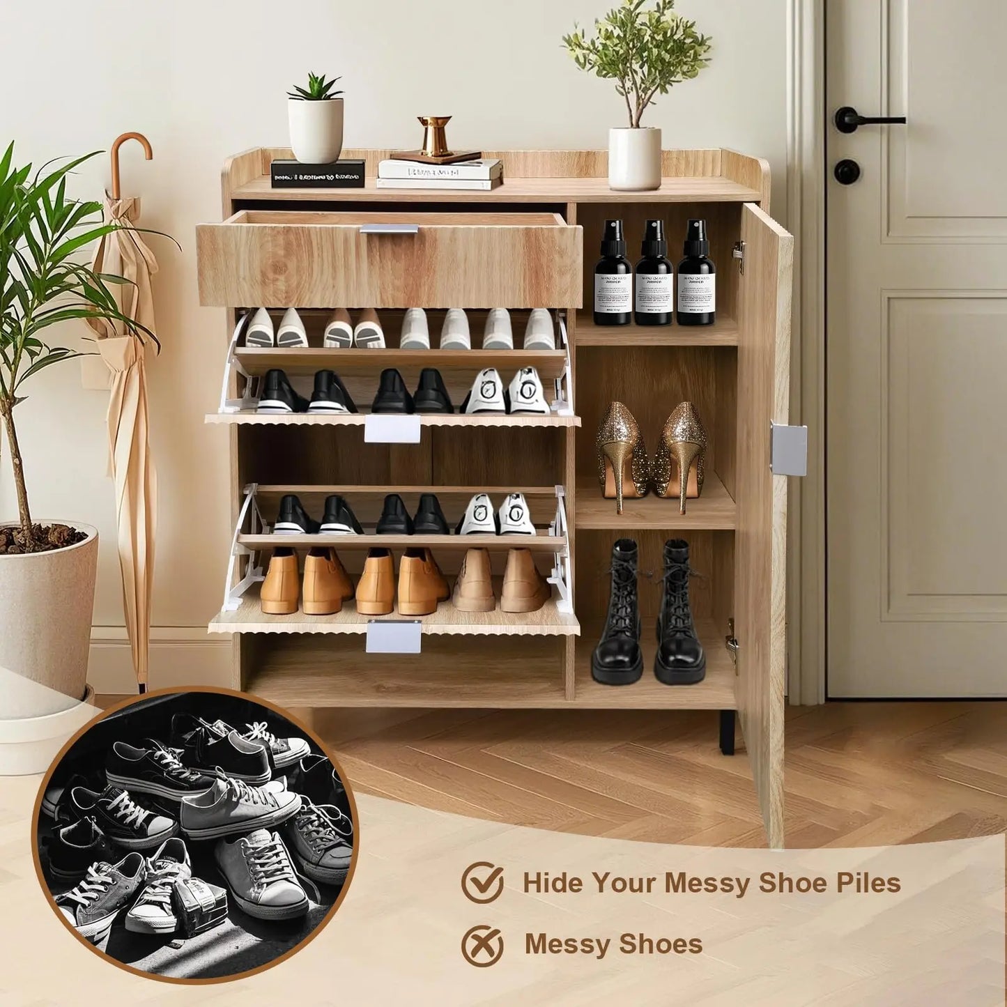Storage Cabinet With Flip Drawers