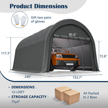 12x20 FT Heavy-Duty Carport