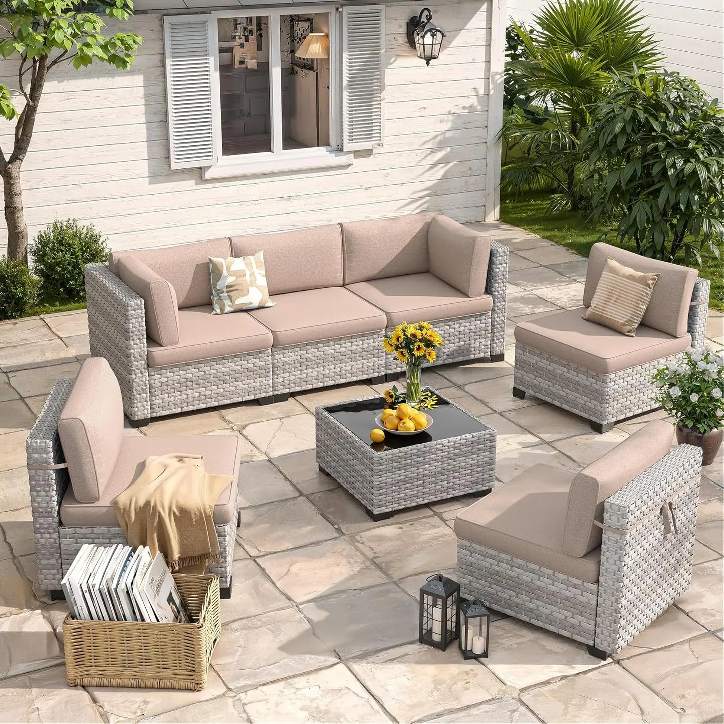 6-Seat Outdoor Wicker Set