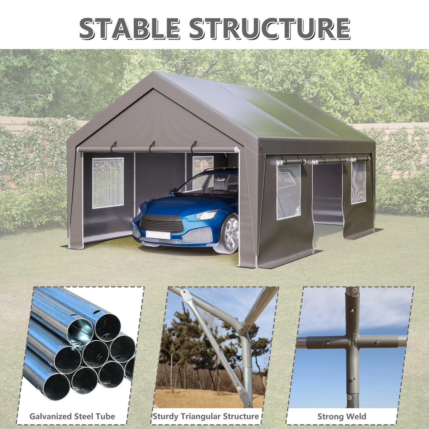 13x20 Heavy Duty Steel Carport