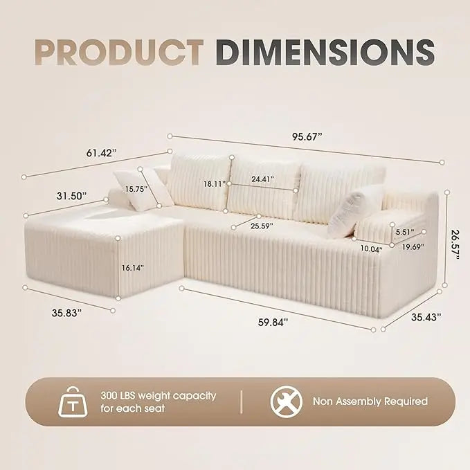 L-Shaped 3-Seat Sectional