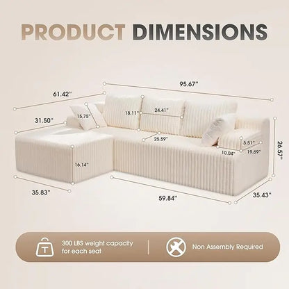 L-Shaped 3-Seat Sectional