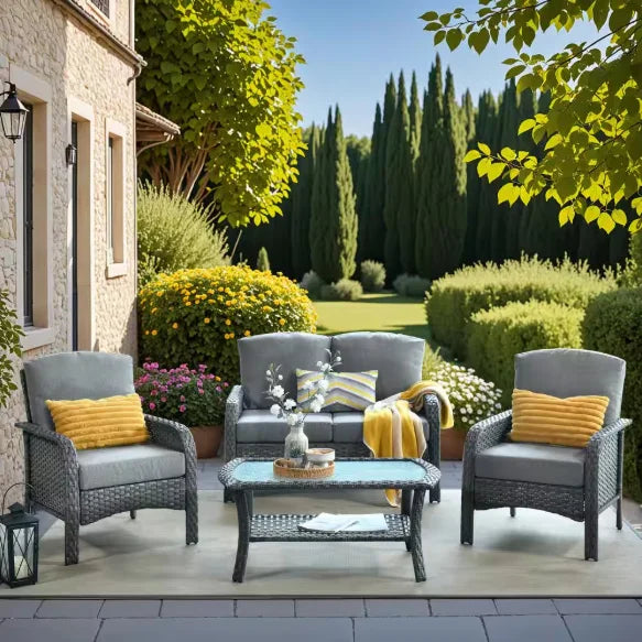Patio Furniture Set with Cushions, Chairs