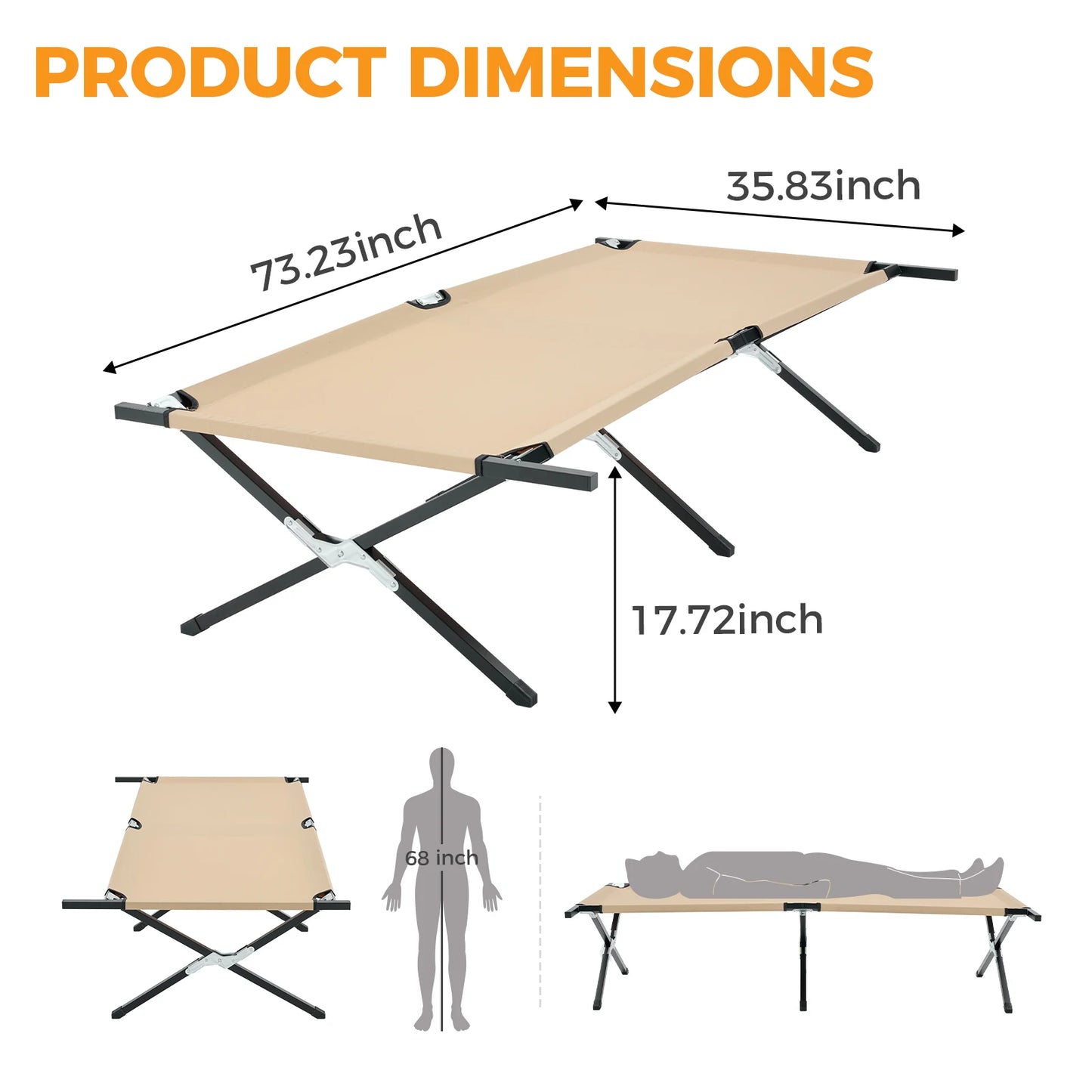 Collapsible Camping Cot Lounge Chair