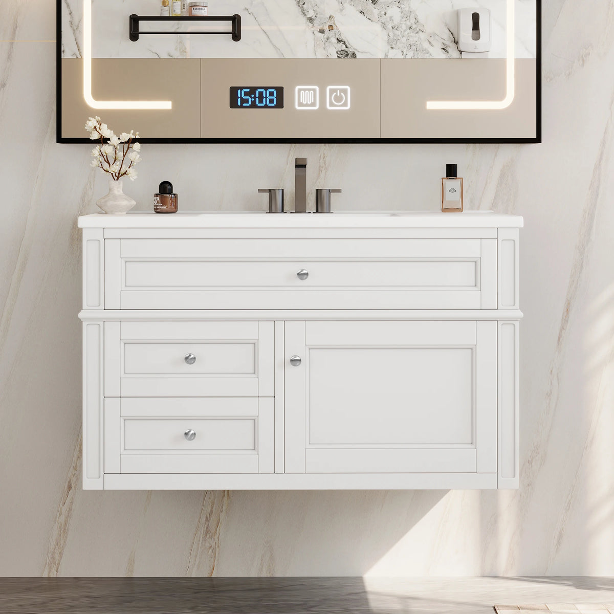 36'' Modern Floating Bathroom Vanity with Ceramic Sink