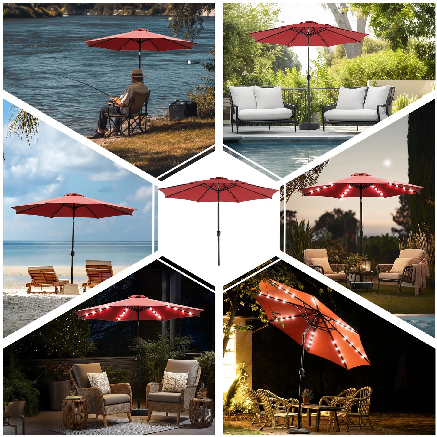 10FT Solar Patio Umbrella