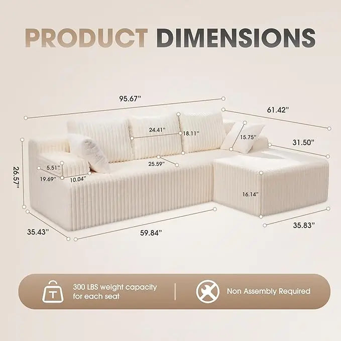 L-Shaped 3-Seat Sectional
