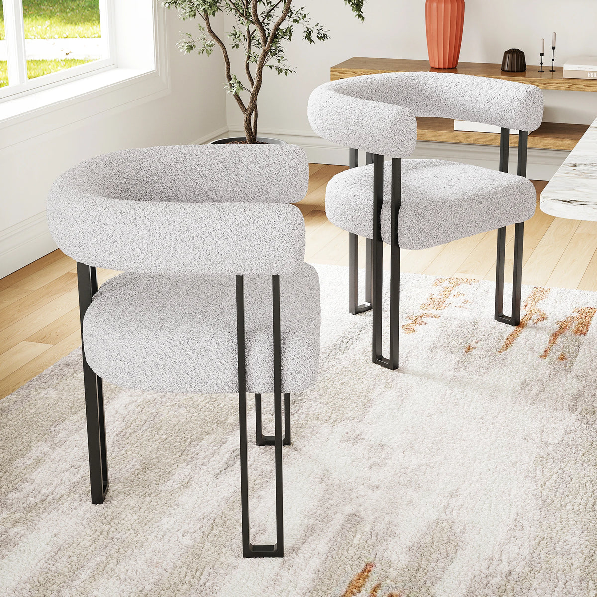 Upholstered Dining Arm Chairs Set of 2