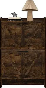 Narrow Cabinet with 2 Flip Drawers, Shoe Organizer