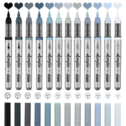 12 pcs Brush Tip Acrylic Paint Pens Set