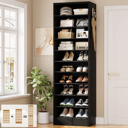 10 Tiers Narrow Wood Shoe Rack