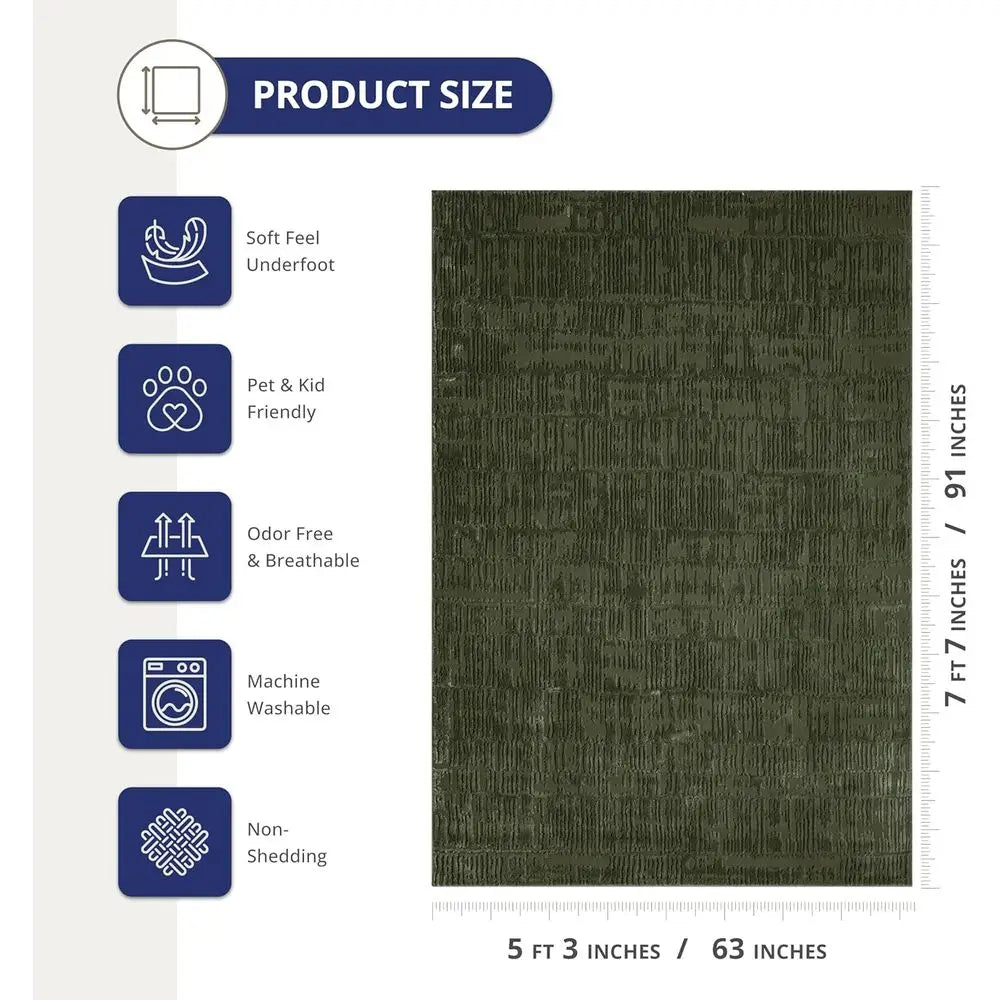 Green 5' x 8' Textured Area Rug