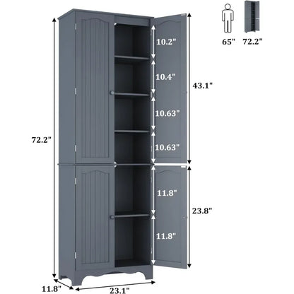 72" Tall Pantry Cabinet Freestanding Wooden