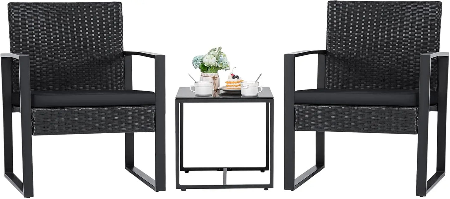 3 Pieces Outdoor Patio Wicker Furniture Set