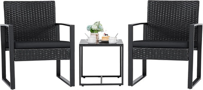 3 Pieces Outdoor Patio Wicker Furniture Set