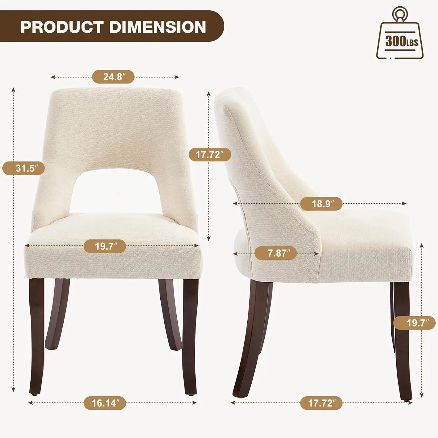 Wooden Dining Chairs Set of 2