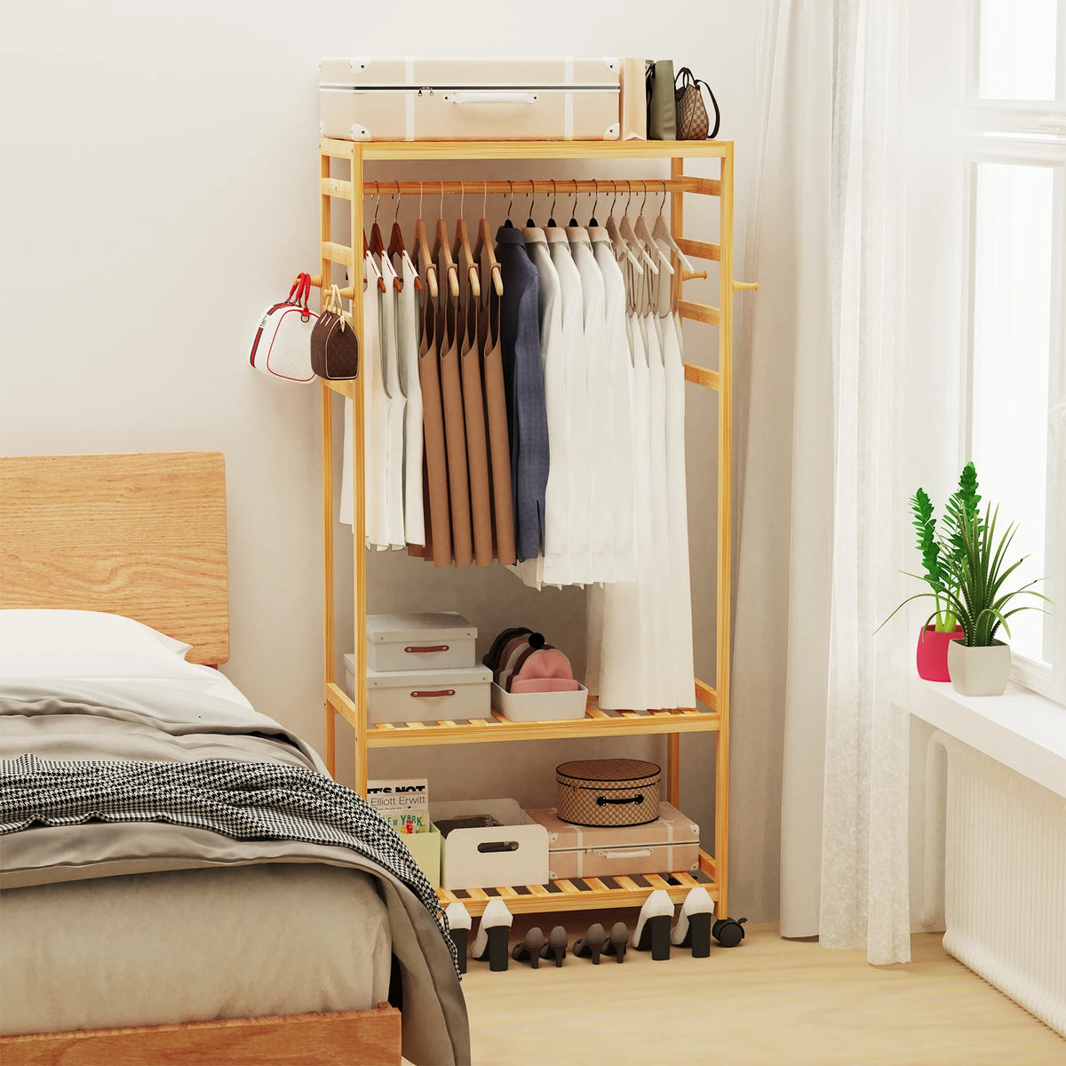 Heavy Duty Wooden Clothes Rack