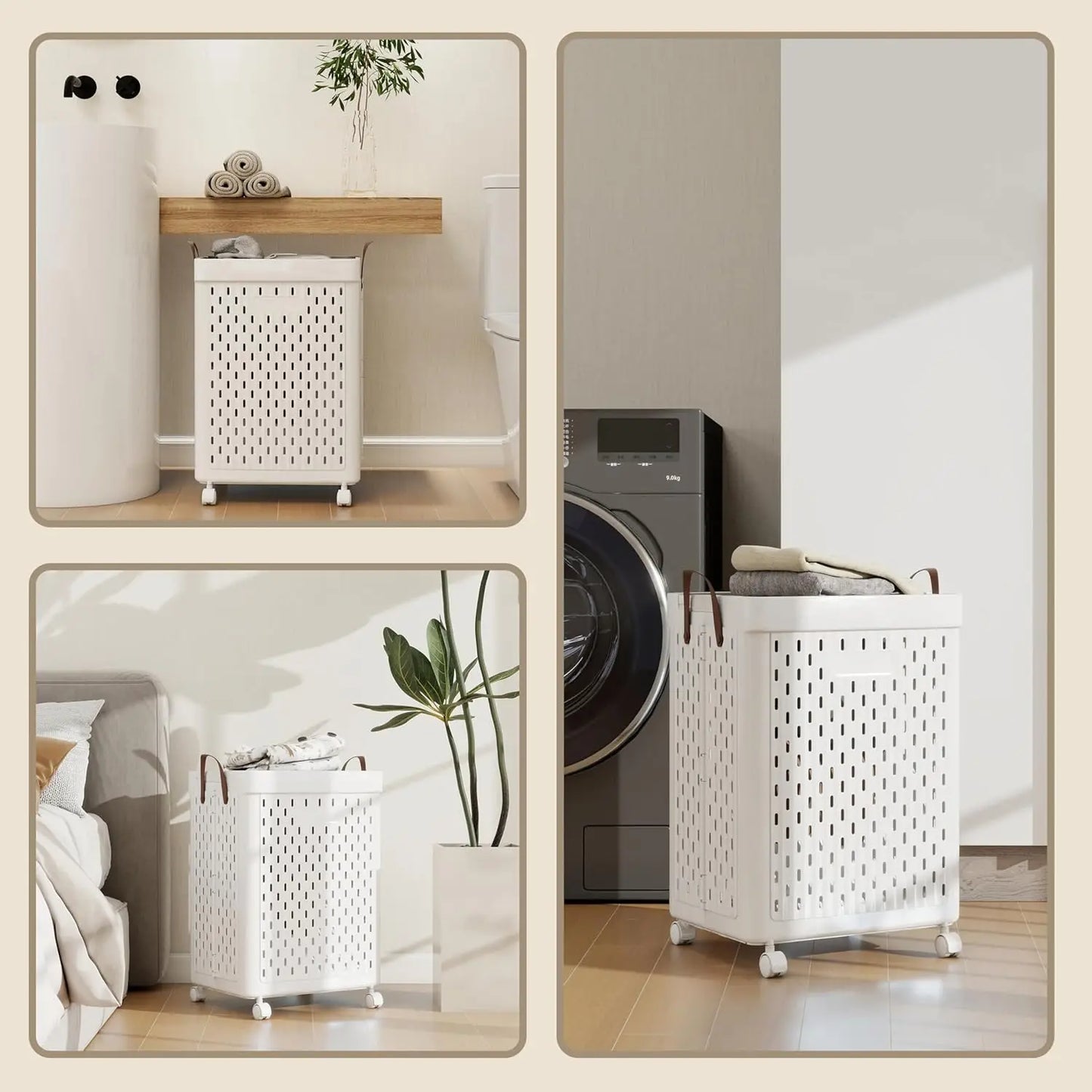 Laundry Basket with Wheels and Handle