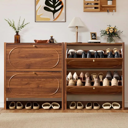 Set of 1-2 Fluted Shoe Cabinets